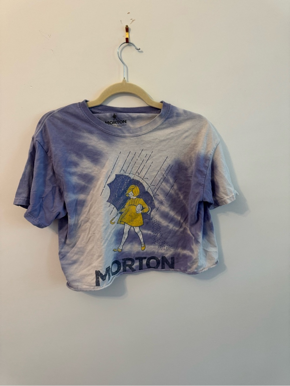 Forever 21 Purple Tie-Dye Crop Tee with Yellow Graphic